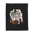 Hocus Pocus Velvet Plush Blanket – Halloween Witch Cauldron Cat Pumpkin Throw