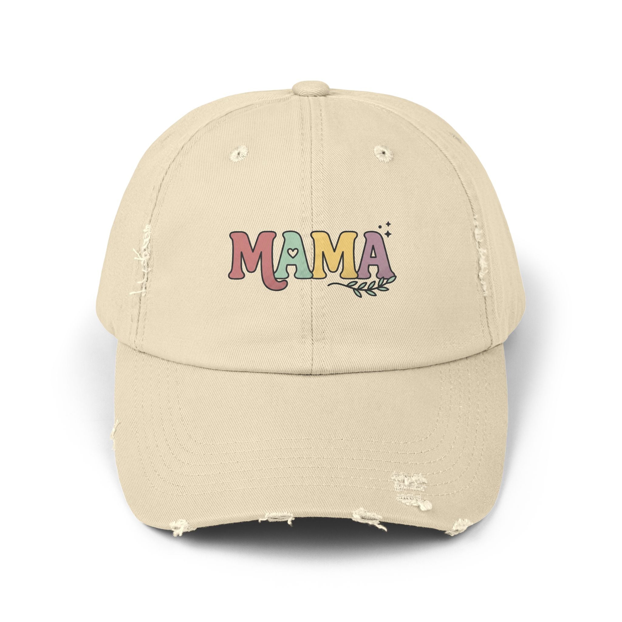 Mama Distressed Baseball Cap — Retro Pastel Embroidered Mom Hat, Mother's Day Gift