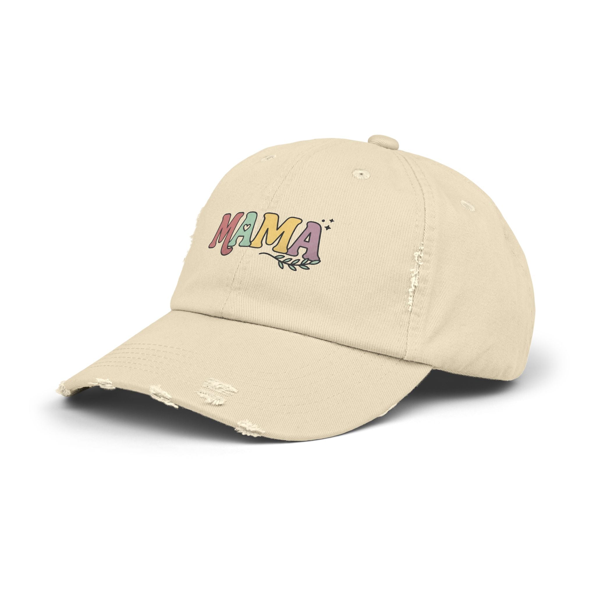 Mama Distressed Baseball Cap — Retro Pastel Embroidered Mom Hat, Mother's Day Gift